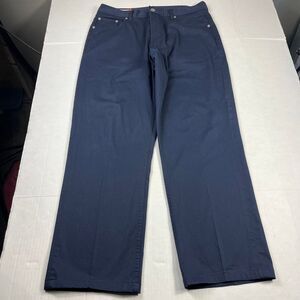 Faconnable Mens Model F40 Chino Pants Blue Straight Leg Workwear Casual Size 36